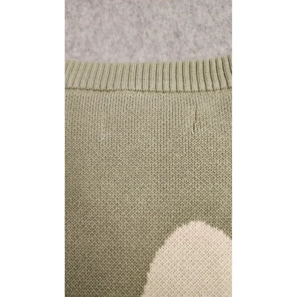 PacSun Sweater Mens Small‎ Sage Green Crewneck Knit Daisy Yin Yang Pullover - Picture 13 of 14